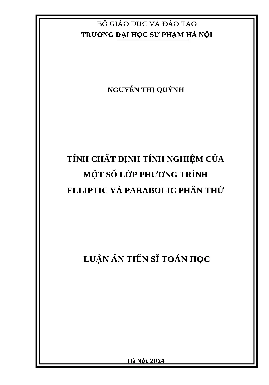 Tính chất định tính nghiệm của một số lớp phương trình ellip