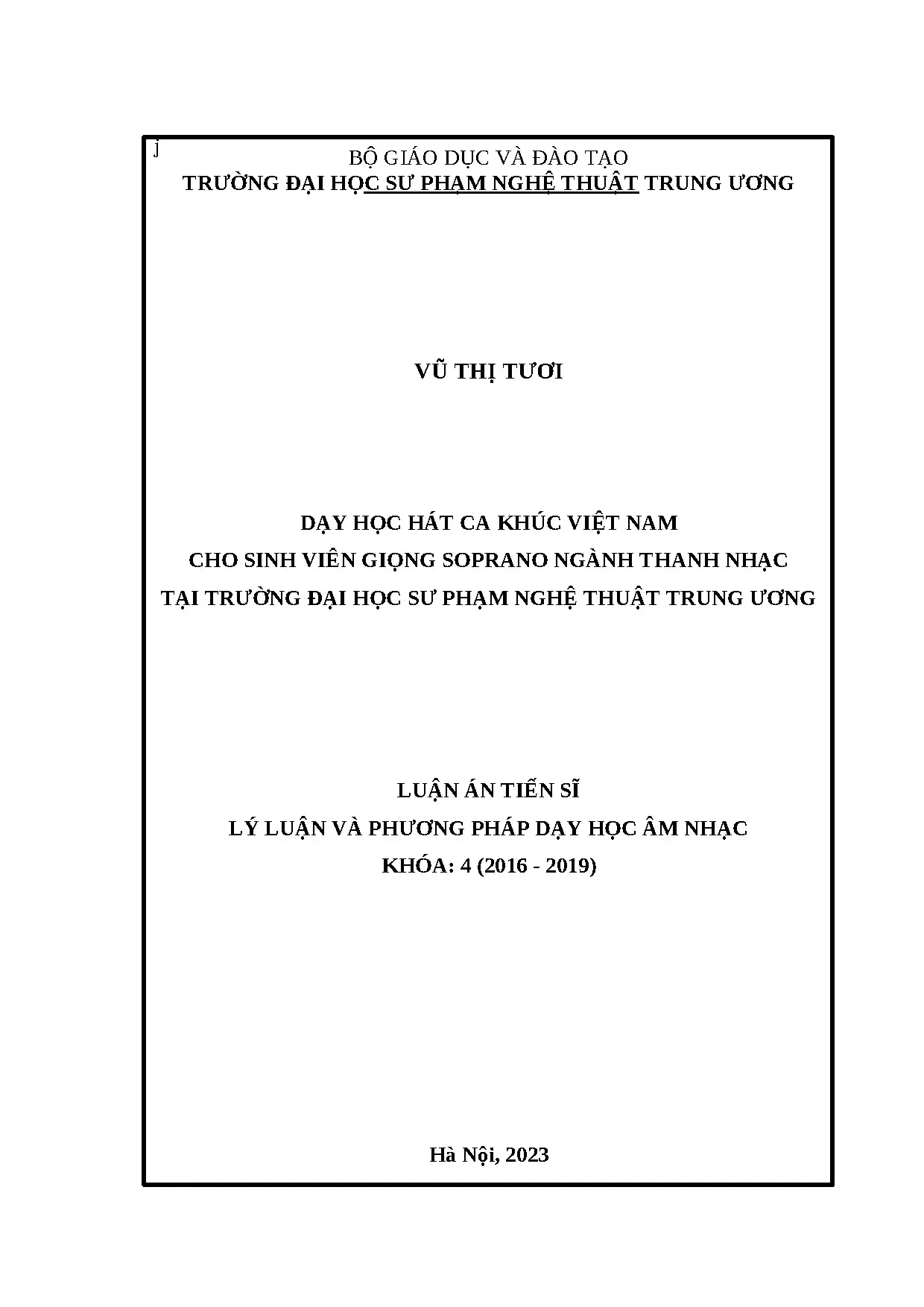 Dạy học hát ca khúc việt nam cho sinh viên giọng soprano ngà