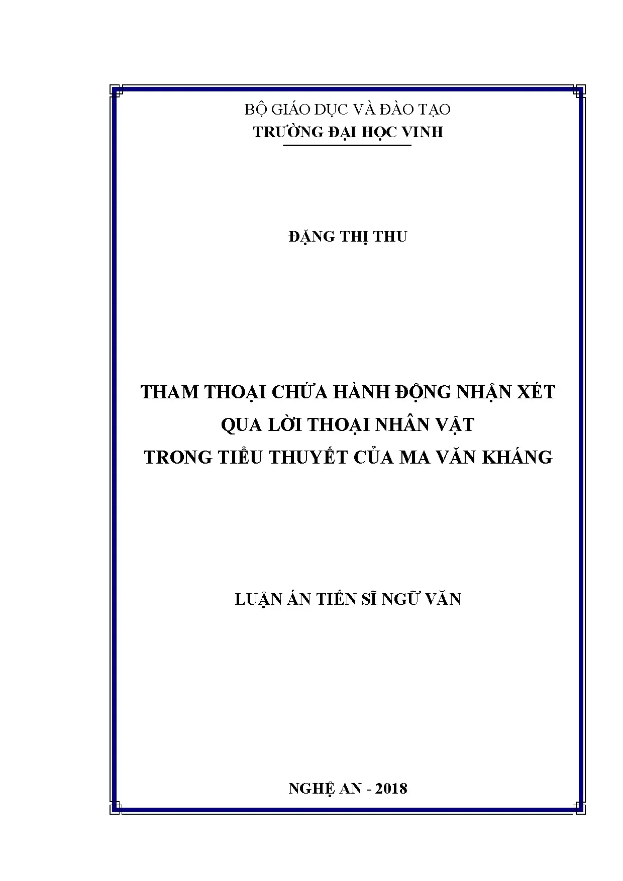 Tham thoại chứa hành động nhận xét qua lời thoại nhân vật tr