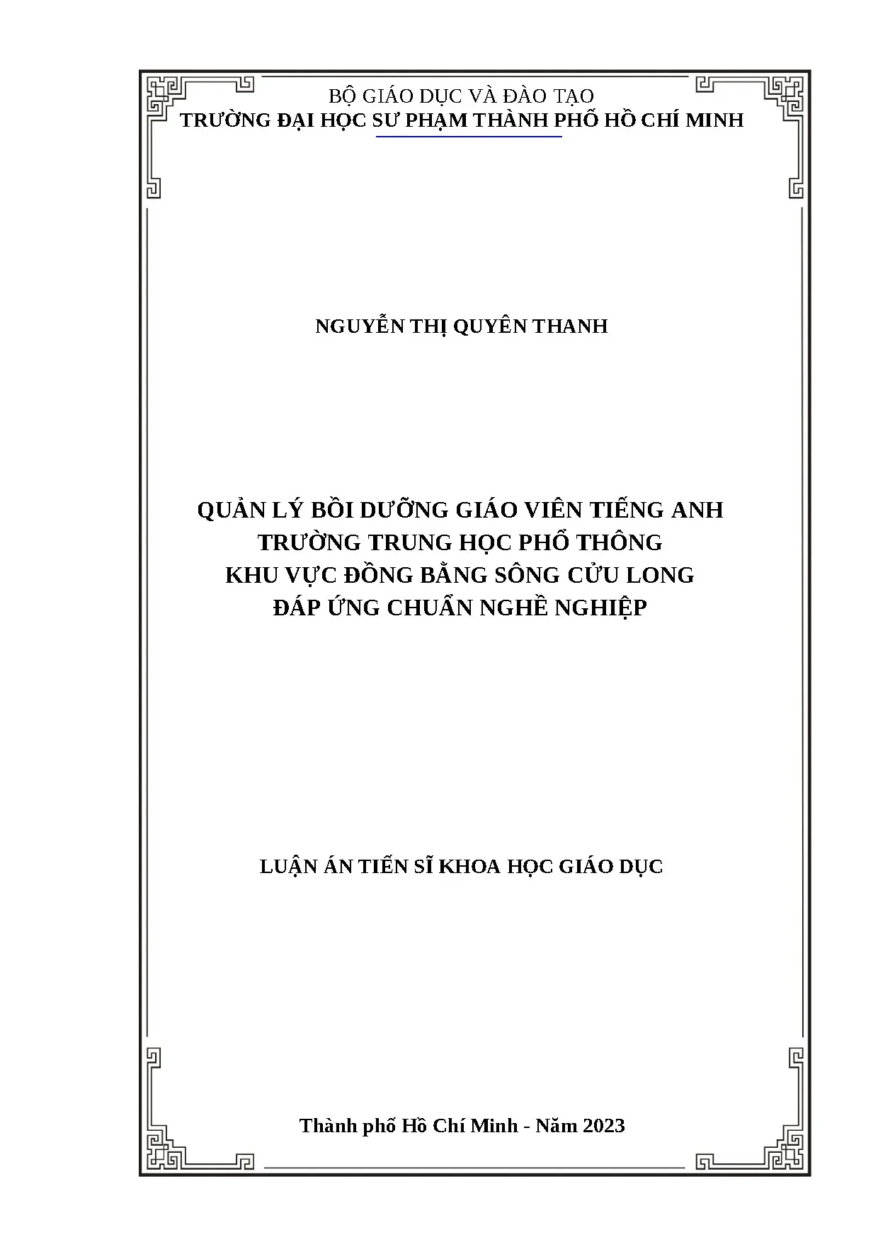 Quản lý bồi dưỡng giáo viên tiếng anh trường trung học phổ t