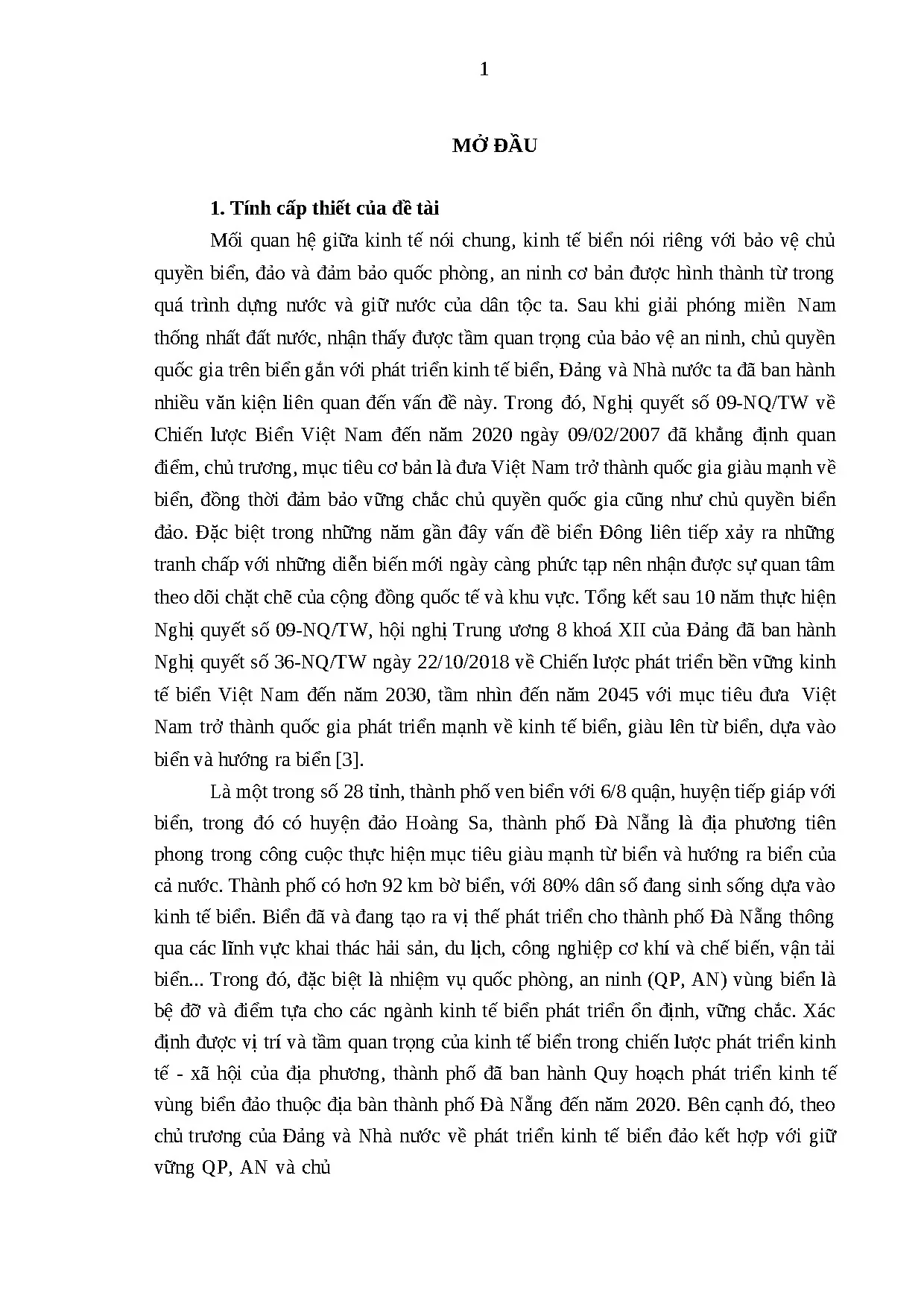 Kinh tế biển Đà Nẵng & QPAN: Nghiên cứu luận án TS